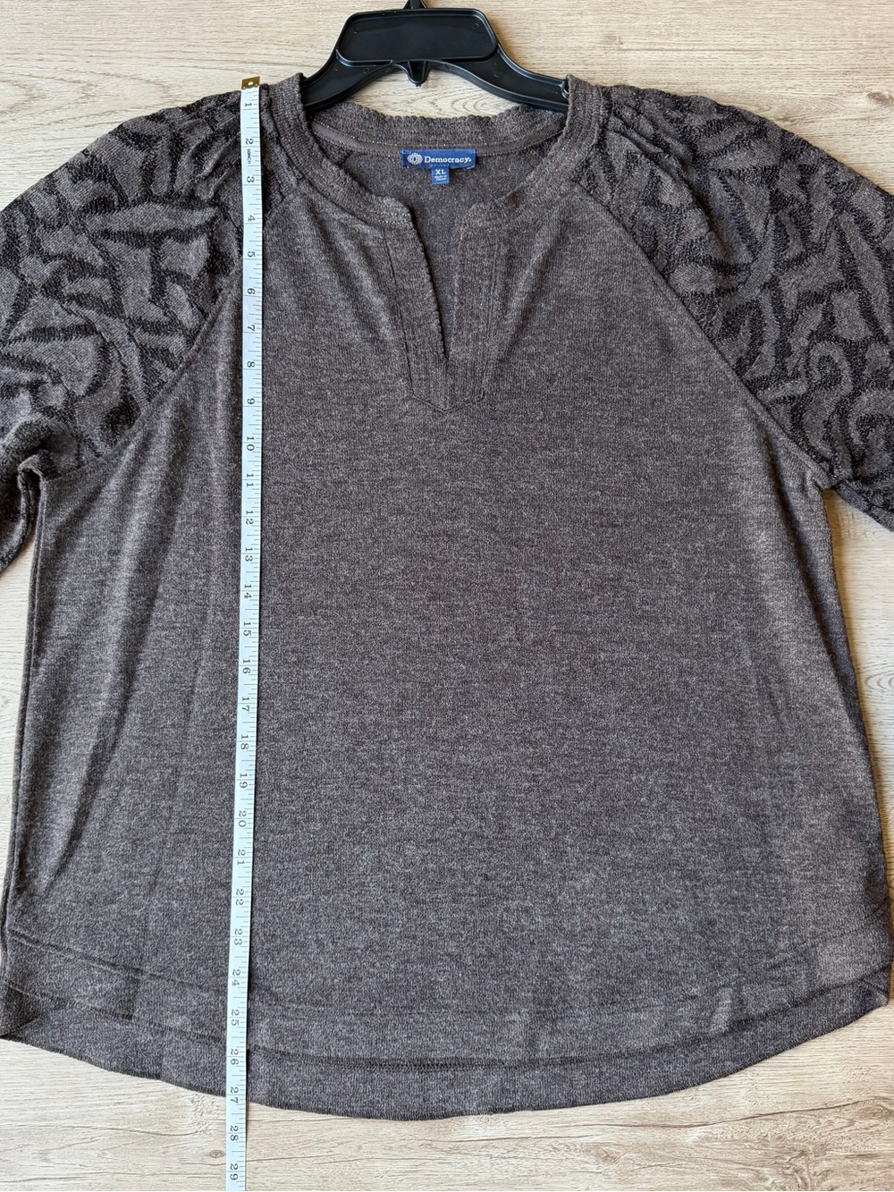 Democracy XL Heather Espresso Mixed Media Lace Sleeve Top NWT - Picture 14 of 16